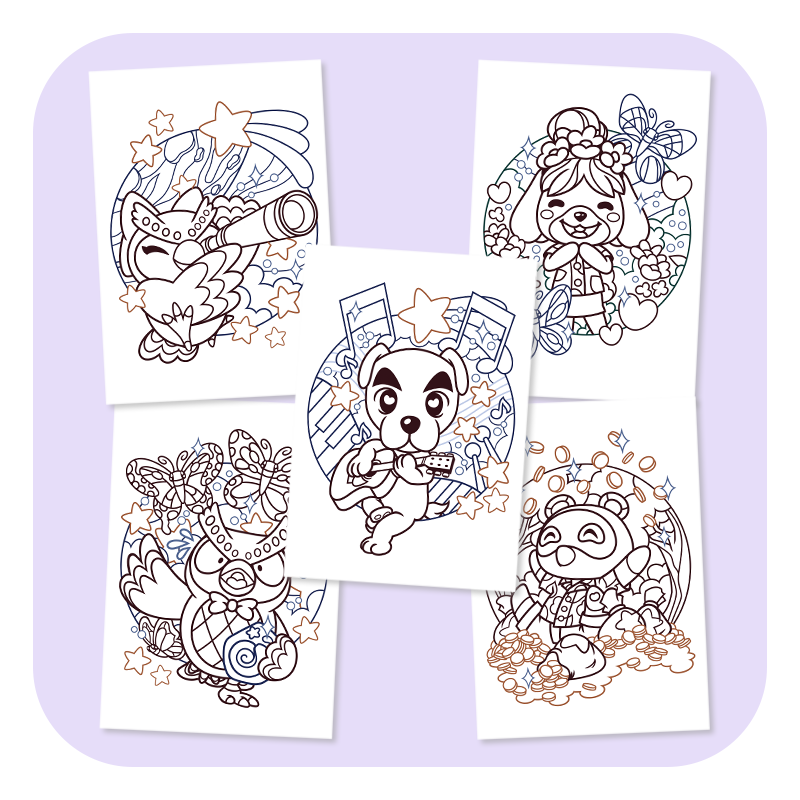 Villager Crossing Colouring Pages - Set of 15 Sheets - Image 2