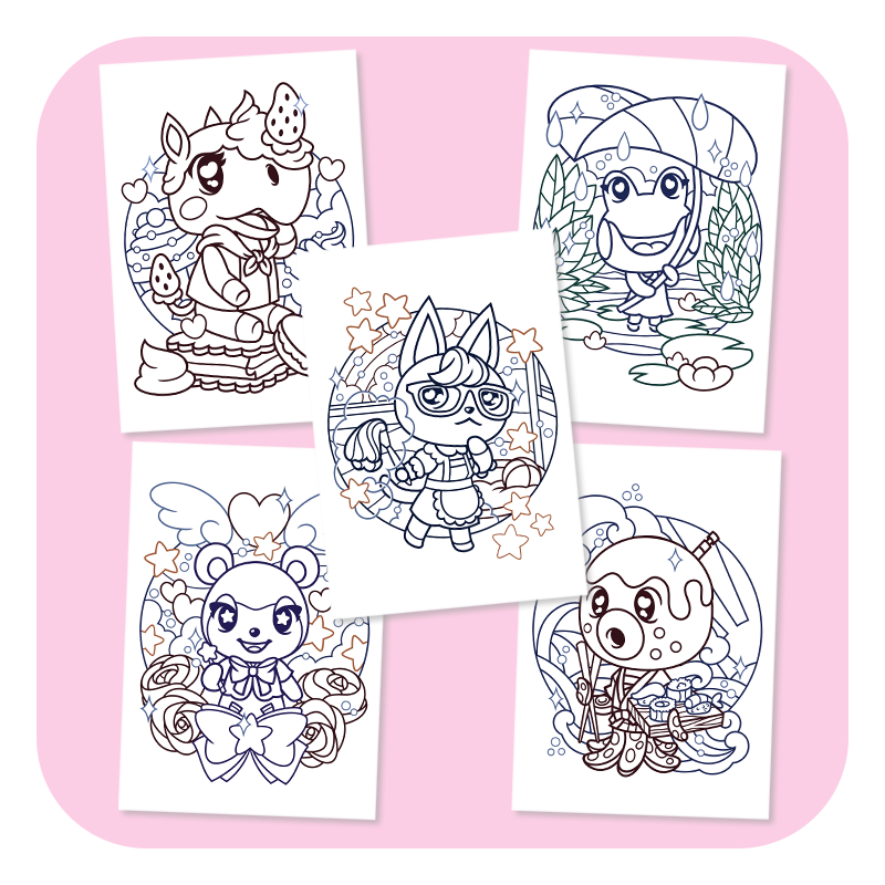 Villager Crossing Colouring Pages - Set of 15 Sheets - Image 4