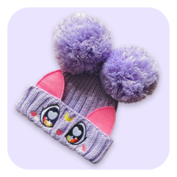 Purple Moon Cat Beanie Hat