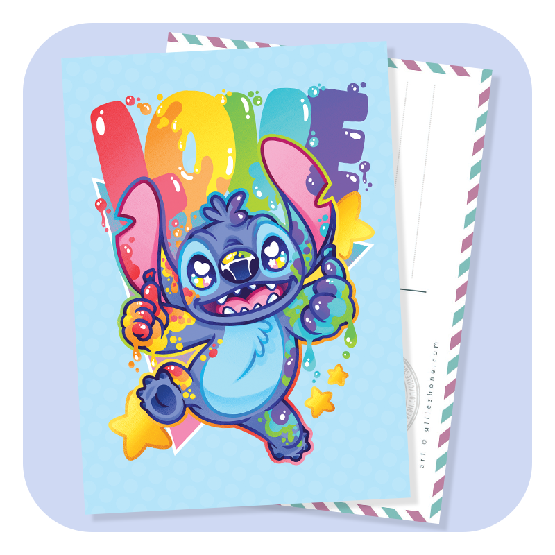Stitch Says Love Postcard