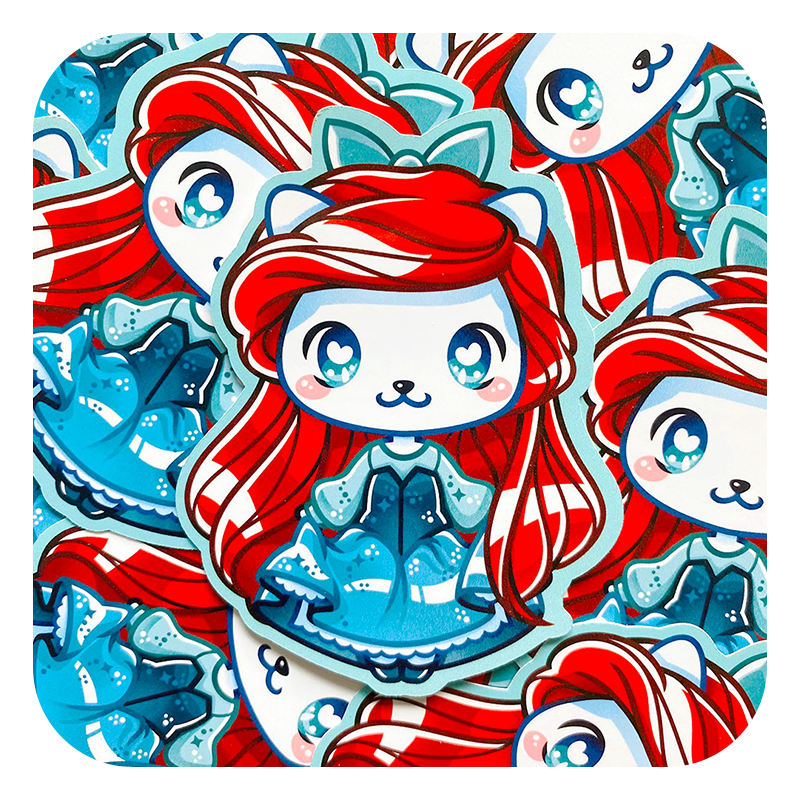 Nya Nya Neko Ariel Blue Dress Waterproof Sticker