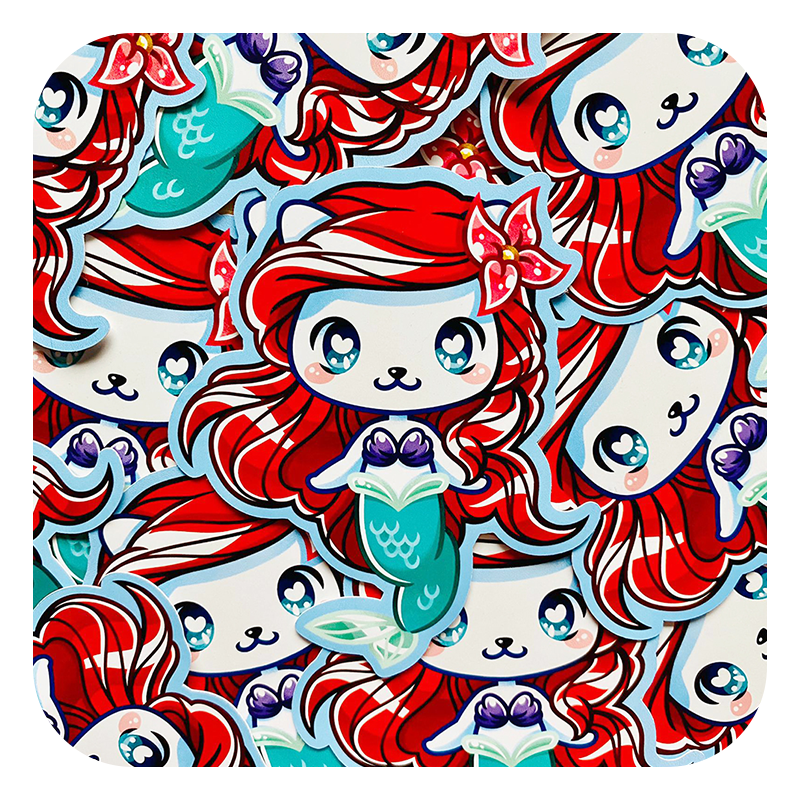 Nya Nya Neko Mermaid Ariel Waterproof Sticker