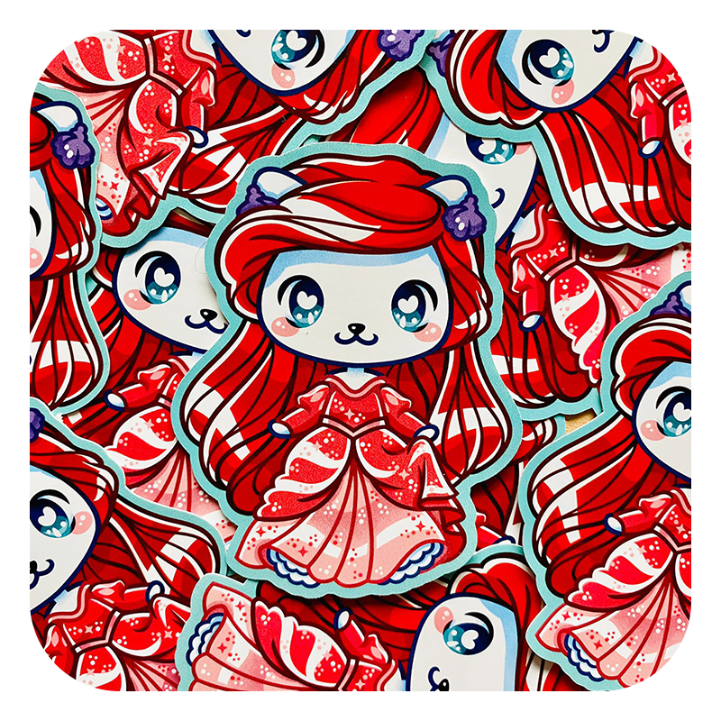 Nya Nya Neko Ariel Pink Gown Waterproof Sticker