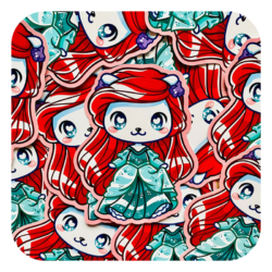 Nya Nya Neko Ariel Teal Gown Waterproof Sticker