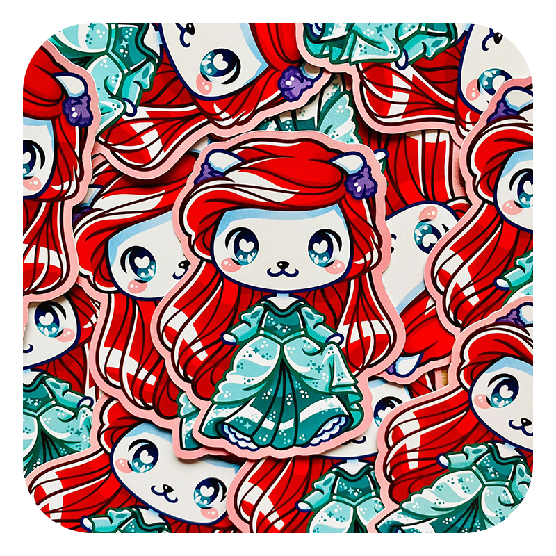 Nya Nya Neko Ariel Teal Gown Waterproof Sticker