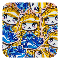 Nya Nya Neko Aurora Blue Gown Waterproof Sticker
