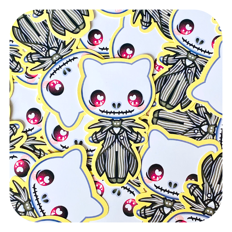 Nya Nya Neko Jack Skellington Waterproof Sticker