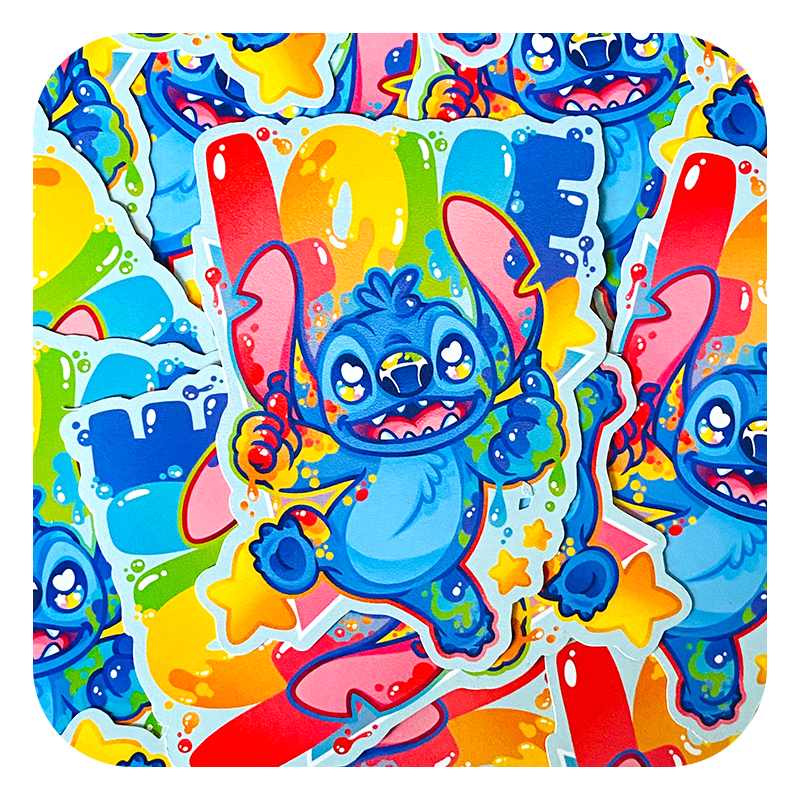 Stitch Says Love Waterproof Sticker