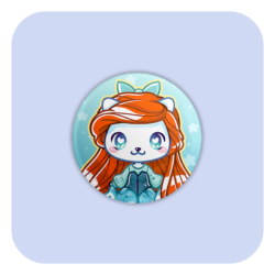 Nya Nya Neko Ariel Blue Dress Badge Button