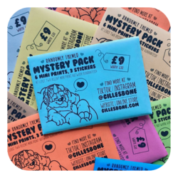 6 Mini Prints + 3 Stickers Mystery Pack