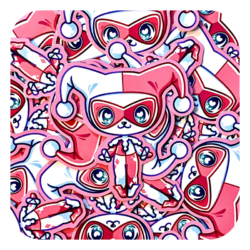 Nya Nya Neko Harley Quinn Classic Pink Waterproof Sticker