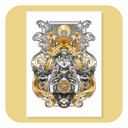 Sailor Moon Dark Side Of The Moon Gold Version A4 Print