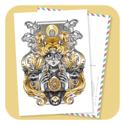 Sailor Moon Dark Side Of The Moon Gold Version Postcard
